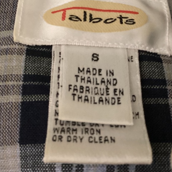 Talbots Irish Linen Plaid Buttoned Front Sleeveless Women’s Top - Picture 8 of 10